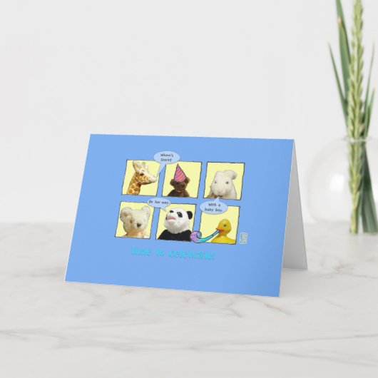 Mama-to-be Baby Boy Animals in Windows Card Karte (Vorderseite)