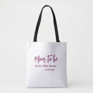 Mama-to-be-Baby-Shower-Name-Datum rosa einfach min Tasche