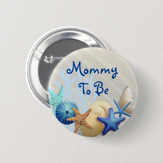 Mama to be, Beach Themed Baby Dusche Button (Vorne & Hinten)