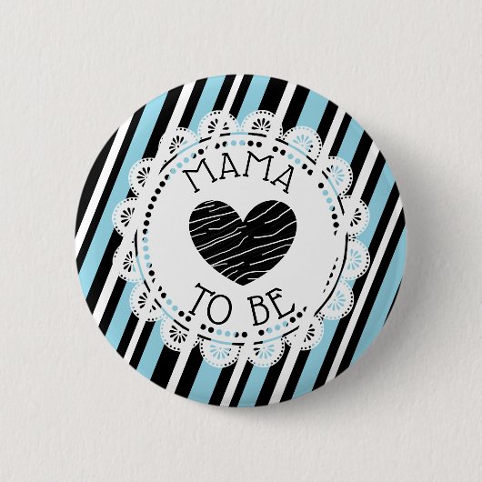 Mama to be blue black Heart Baby Shooting Button (Vorderseite)