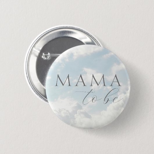 Mama to be Blue Clouds Baby Shootknopf Button (Vorne & Hinten)