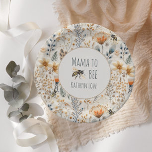 Mama-to-be dusty blue florale Babyparty Pappteller