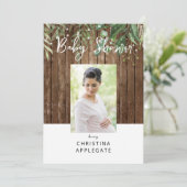 Mama to be Foto Rustic Baby Shower Einladung (Stehend Vorderseite)