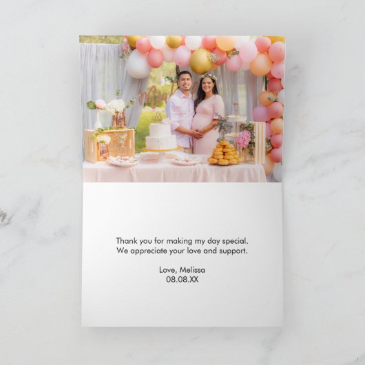 Mama to be Honeycomb White Daisy Foto Dankeskarte (Innenseite)