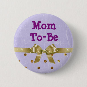 Mama-to-be-Lavendel- und Gold-Baby-Duschbox Button