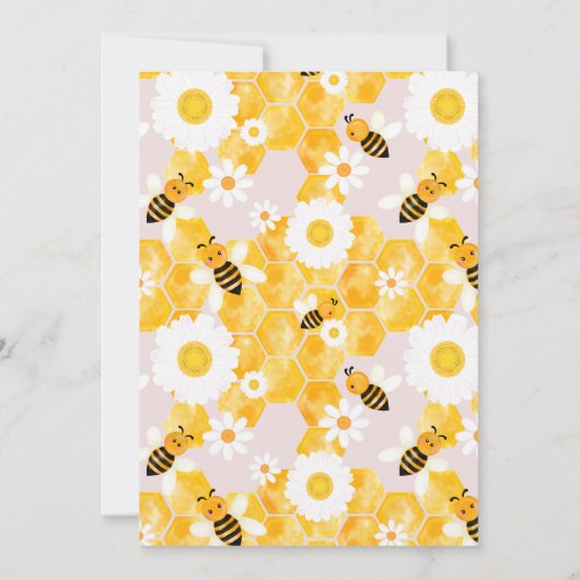 Mama to be Niedlich Daisy Bumble Bee Baby Shower Einladung (Rückseite)