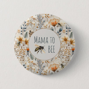 Mama-to-be staubblaues florales Babyshower-Geschen Button