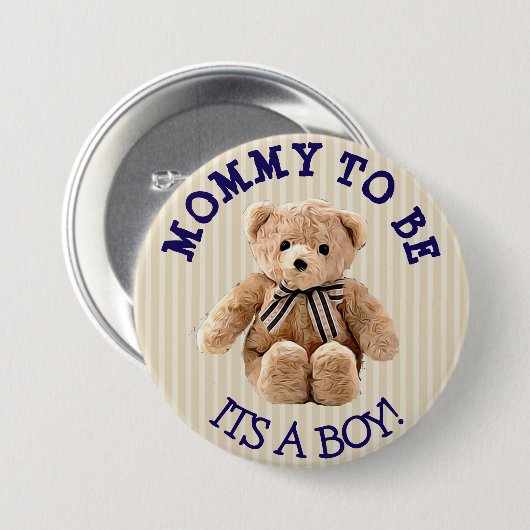 Mama to be, Teddy Bear Baby Shower Button (Vorne & Hinten)