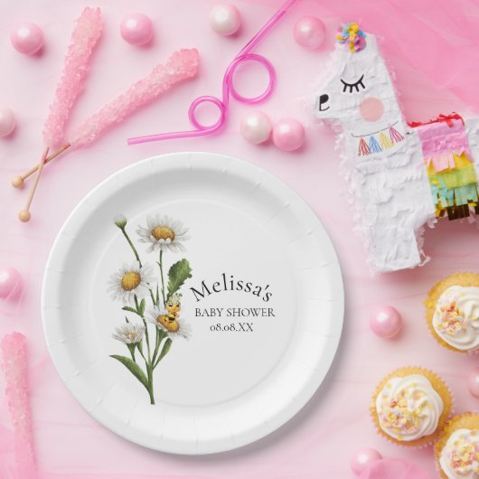 Mama to be Theme Honeycomb Daisy Blume Pappteller (Party)