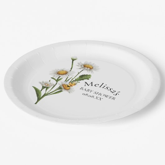 Mama to be Theme Honeycomb Daisy Blume Pappteller (Schrägansicht)