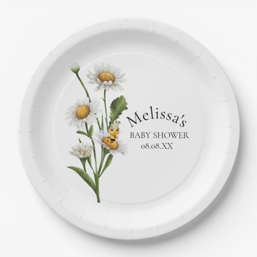 Mama to be Theme Honeycomb Daisy Blume Pappteller (Vorderseite)