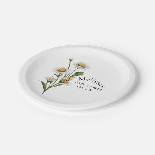 Mama to be Theme Honeycomb Daisy Blume Pappteller (Schrägansicht)