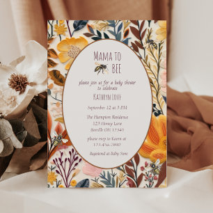 Mama-to-be Vintage-Wildblumen-Baby-Party Einladung