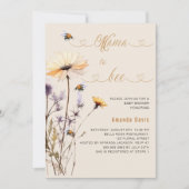 Mama to be Wildblume Gelb Beige Babydusche Einladung (Vorderseite)