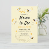 Mama to Bebe Black Yellow Honey Baby Shower Einladung (Stehend Vorderseite)