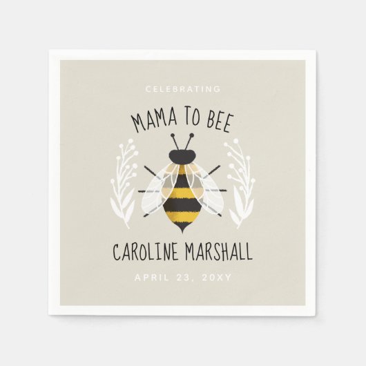 Mama to Bee Baby Shower Decke Cocktail Napkin Serviette (Vorderseite)