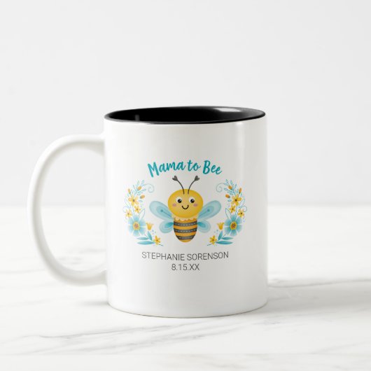 Mama to Bee Baby Shower Zweifarbige Tasse (Links)