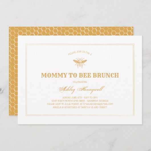 Mama to Bee Brunch Einladung (Vorne/Hinten)