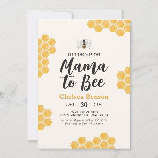 Mama to Bee Bumblebee Baby Shower Einladung (Vorderseite)