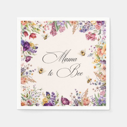 Mama To Bee Florale Babyparty Serviette (Vorderseite)