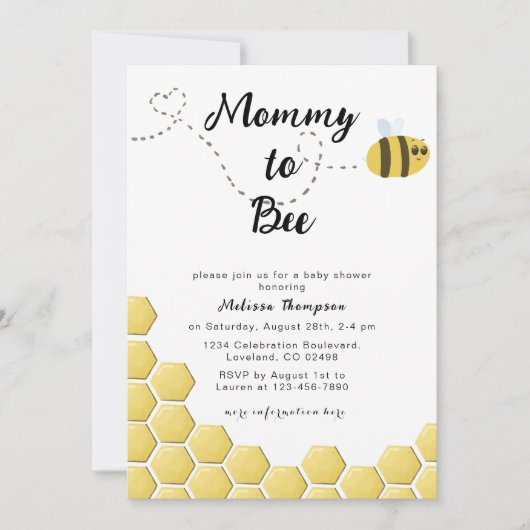 Mama to Bee Gender Neutral Honeycomb Baby Shower Einladung (Vorderseite)