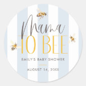 Mama to Bee Honey Blue Baby Shower Runder Aufkleber (Vorderseite)