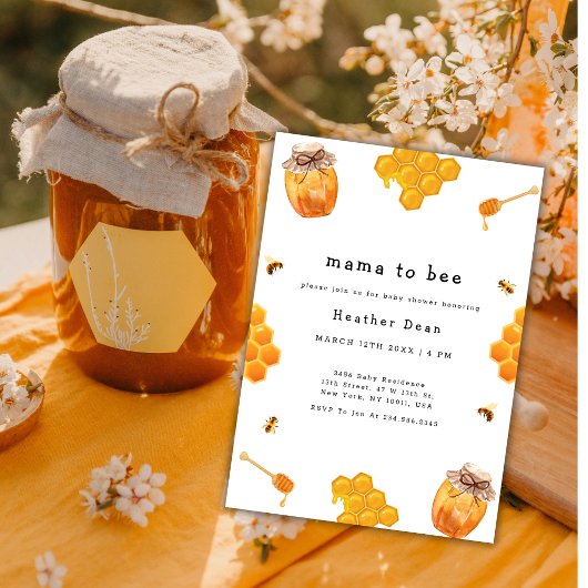 Mama to Bee Honey Frame Baby Dusche Einladung