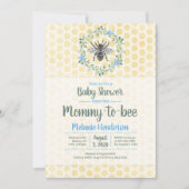 Mama to bee, Honigwabenrübe, Gingham, Baby-Dusche Einladung (Vorderseite)