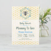 Mama to bee, Honigwabenrübe, Gingham, Baby-Dusche Einladung (Stehend Vorderseite)