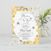 Mama to Bee White Floral Baby Shower Einladung (Stehend Vorderseite)