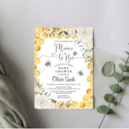 Mama to Bee White Floral Baby Shower Einladung
