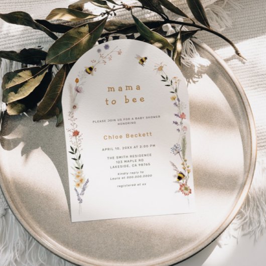 Mama to Bee Wildblume Arch Baby Shower Einladung