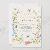Mama to Bee Wildblume Baby Shower Einladung (Vorderseite)