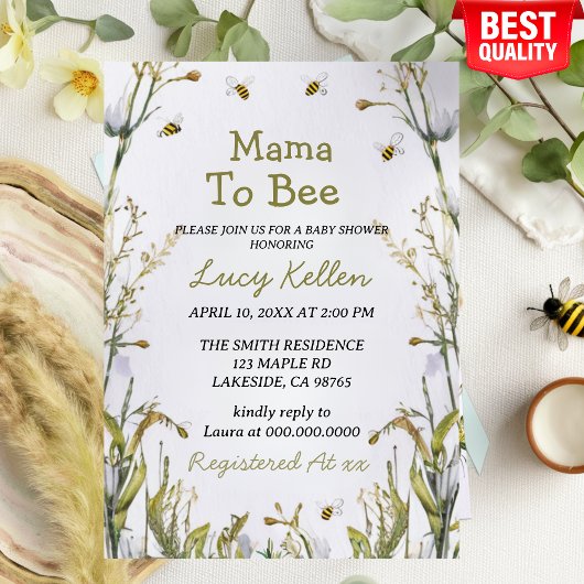 Mama to Bee Wildblume Baby Shower Einladung