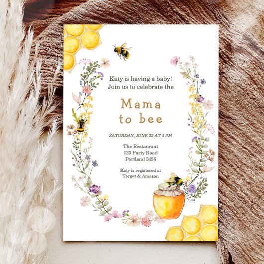 Mama to Bee Wildblume Honeybee Mommy Baby Shower Einladung