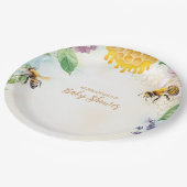 Mama to Bee Wildblume Honeybee Mommy Baby Shower Pappteller (Schrägansicht)