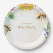 Mama to Bee Wildblume Honeybee Mommy Baby Shower Pappteller (Vorderseite)