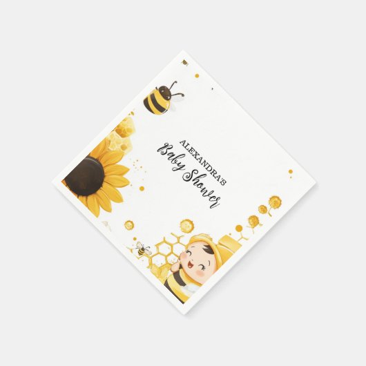 Mama to Bee Wildblume Honeybee Mommy Baby Shower Serviette (Ecke)