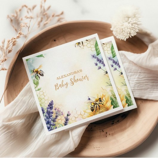 Mama to Bee Wildblume Honeybee Mommy Baby Shower Serviette