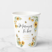 Mama to Bee Yellow Blumen Bumblebee Baby Dusche Pappbecher (Rückseite)