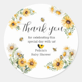 Mama to Bee Yellow Blumen Bumblebee Baby Dusche Runder Aufkleber