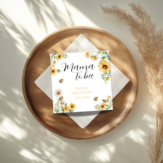 Mama to Bee Yellow Blumen Bumblebee Baby Dusche Serviette