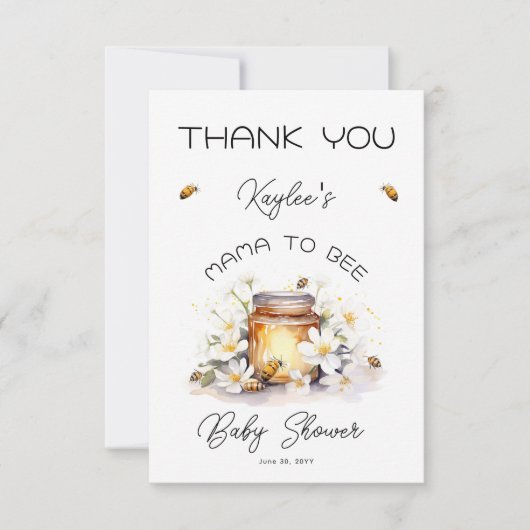 Mama to Bees Blume and Bies Honey Baby Shower Dankeskarte (Vorderseite)