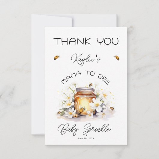 Mama to Bees Blume and Bies Honey Baby Sprinkle Dankeskarte (Vorderseite)