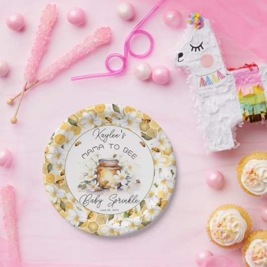 Mama to Bees Blume and Bies Honey Baby Sprinkle Pappteller (Party)