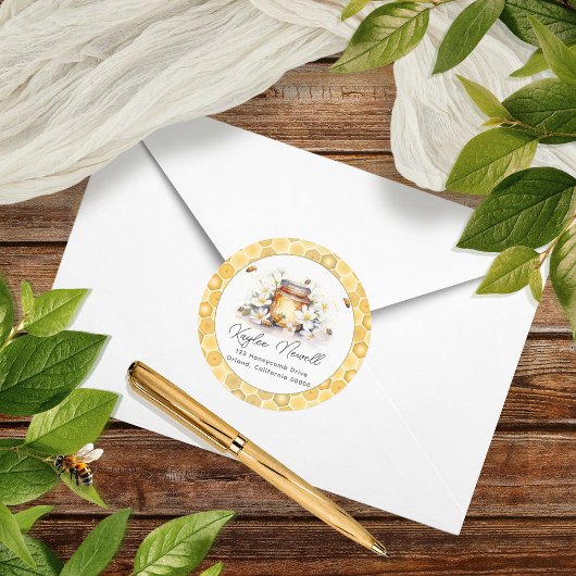 Mama to Bees Blume and Bies Honey Rücksendeadresse Runder Aufkleber