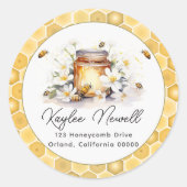 Mama to Bees Blume and Bies Honey Rücksendeadresse Runder Aufkleber (Vorderseite)