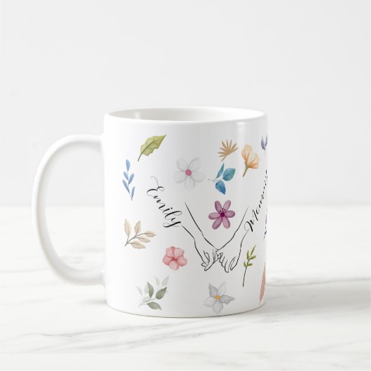 Mama Tochter Moderne Blumenhand Kaffeetasse (Links)