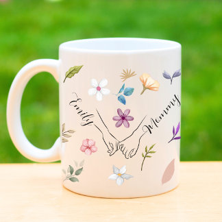 Mama Tochter Moderne Blumenhand Kaffeetasse