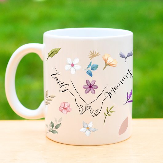 Mama Tochter Moderne Blumenhand Kaffeetasse